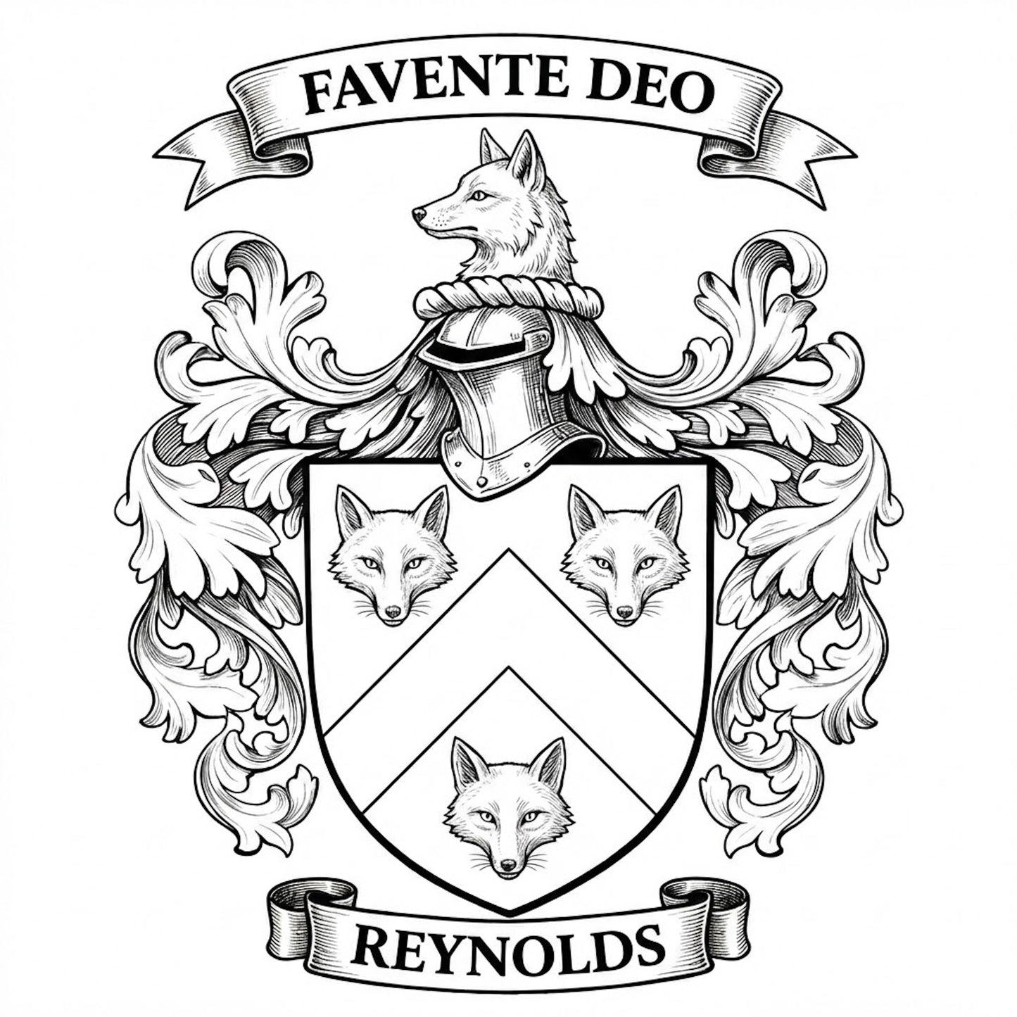 The Reynolds Family Coat of Arms digital download: Includes Color PNG, B&W PNG, and SVG vector files