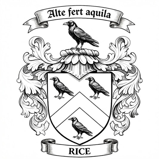 The Rice Family Coat of Arms digital download: Includes Color PNG, B&W PNG, and SVG vector files