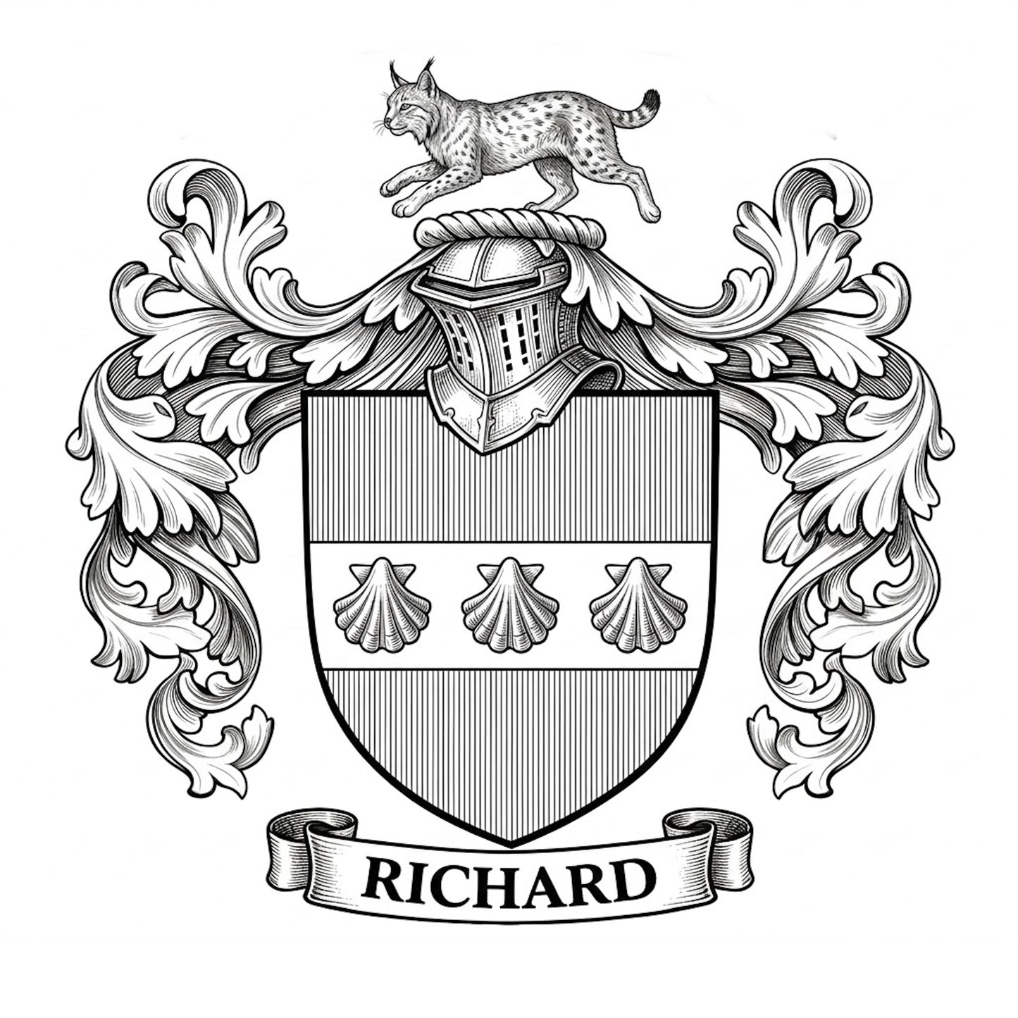 The Richard Family Coat of Arms digital download: Includes Color PNG, B&W PNG, and SVG vector files