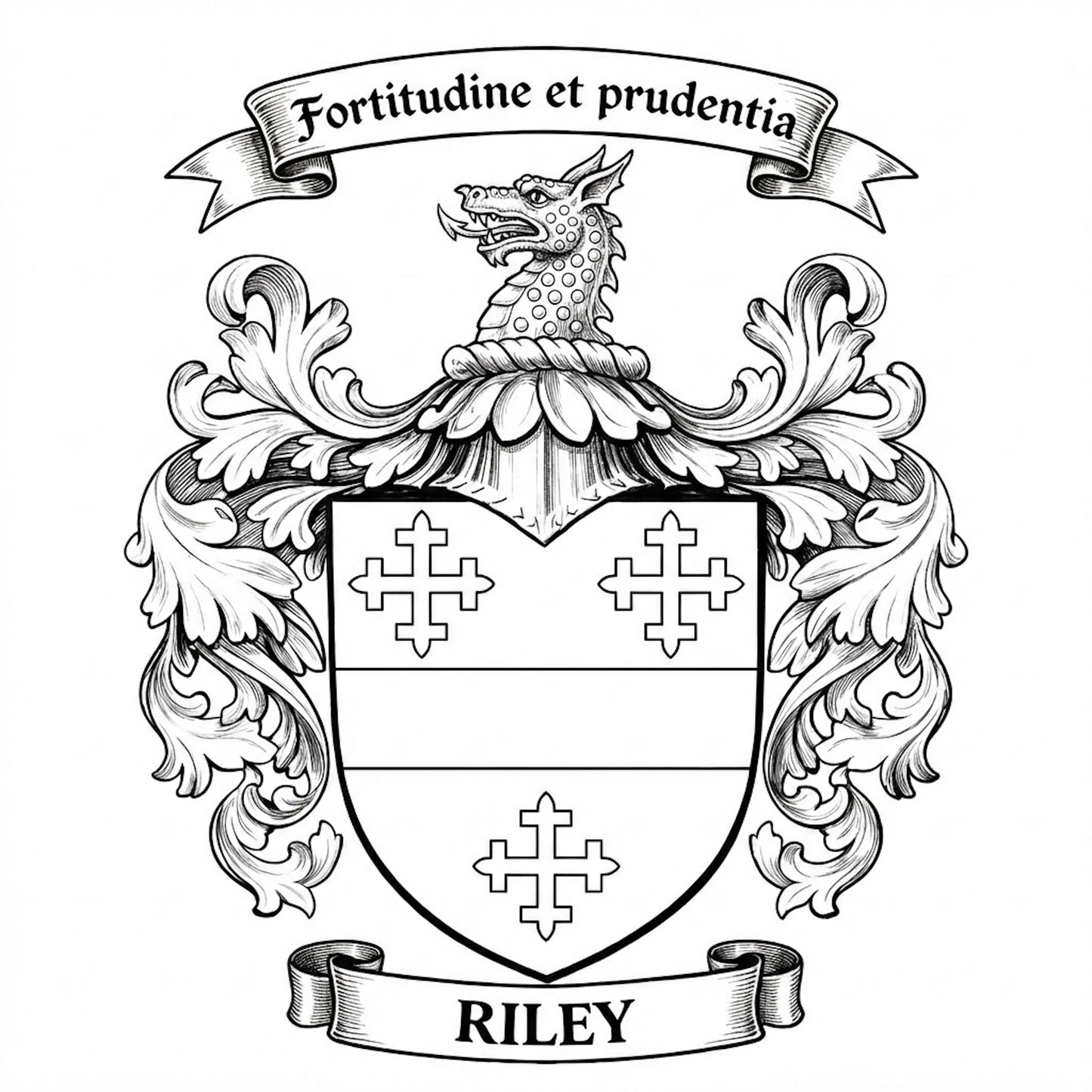 The Riley Family Coat of Arms digital download: Includes Color PNG, B&W PNG, and SVG vector files