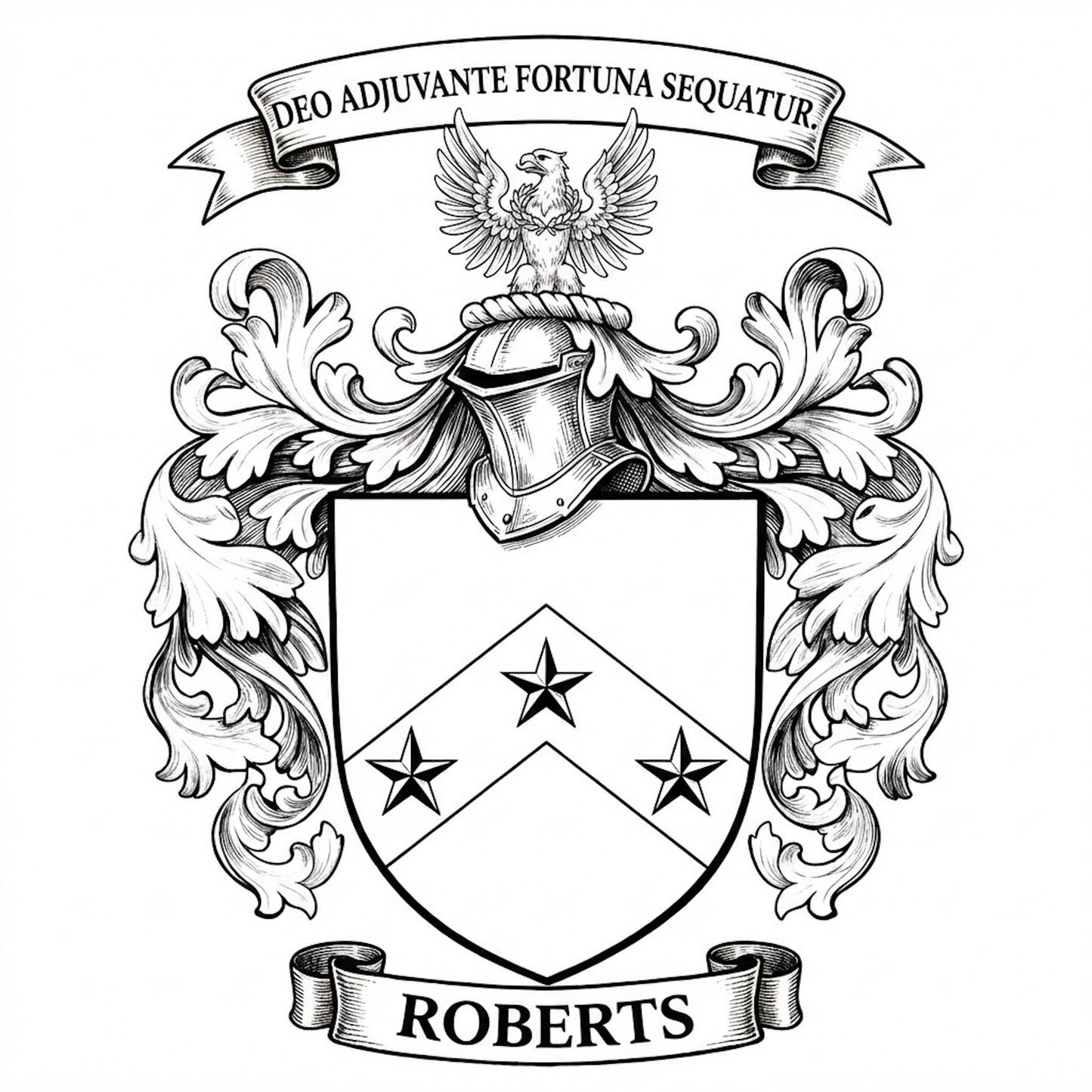 The Roberts Family Coat of Arms digital download: Includes Color PNG, B&W PNG, and SVG vector files