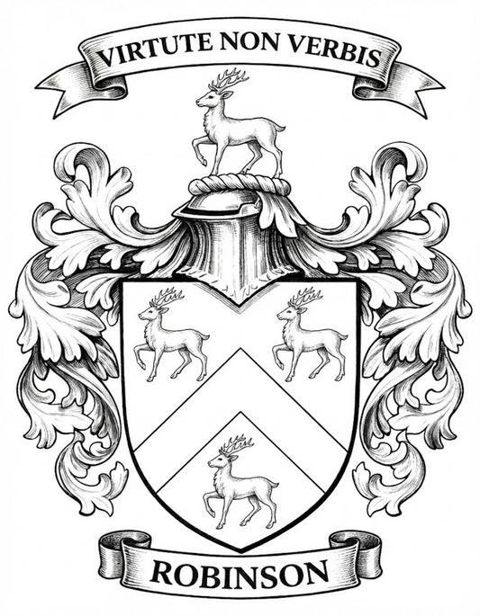 The Robinson Family Coat of Arms digital download: Includes Color PNG, B&W PNG, and SVG vector files