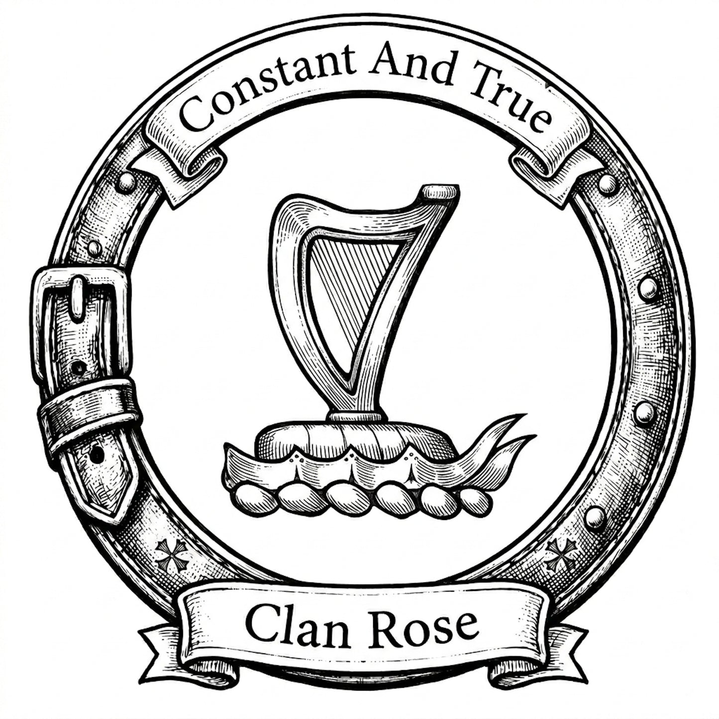 Clan Rose Crest digital download: Includes Color PNG, B&W PNG, and SVG vector files