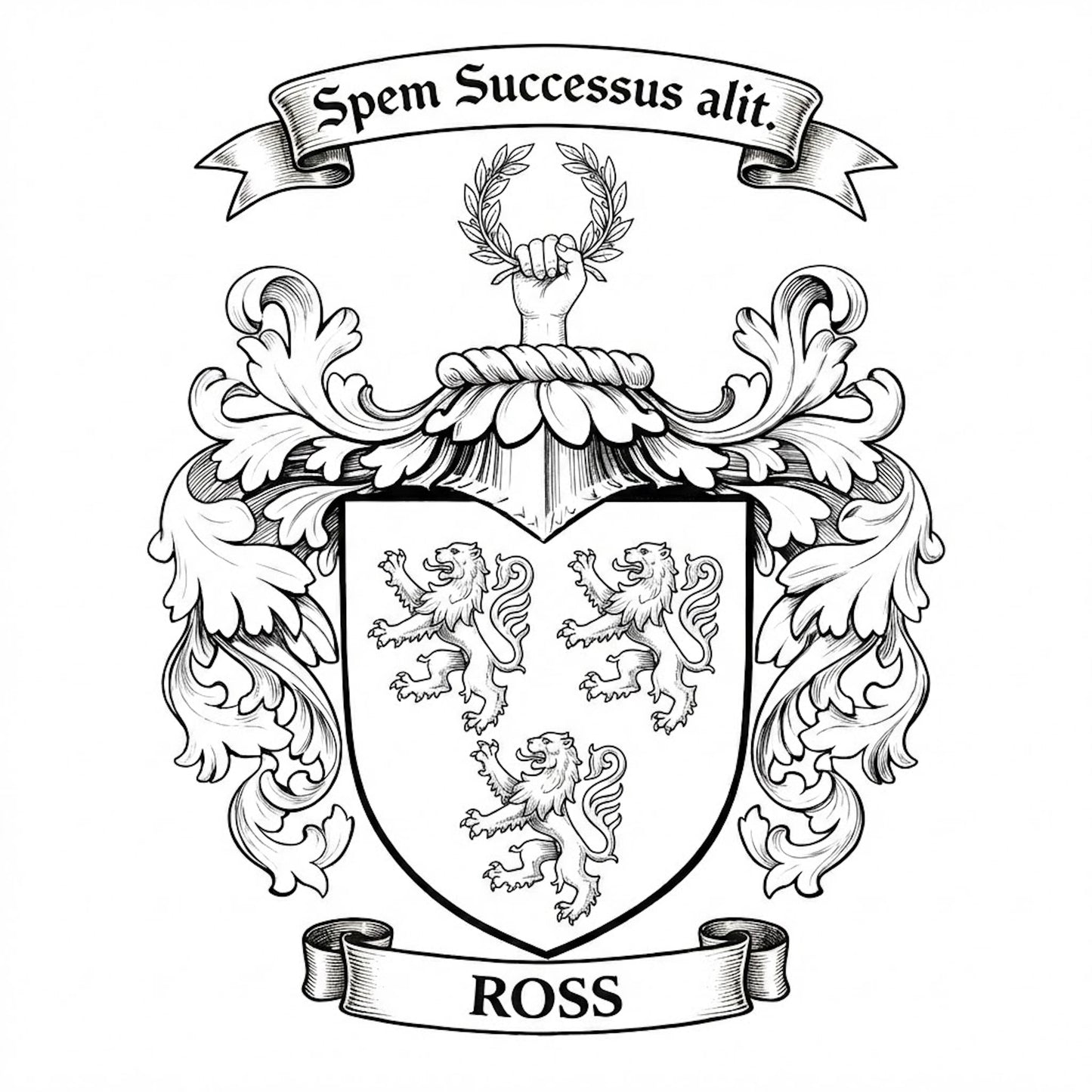 The Ross Family Coat of Arms digital download: Includes Color PNG, B&W PNG, and SVG vector files