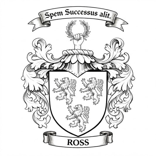 The Ross Family Coat of Arms digital download: Includes Color PNG, B&W PNG, and SVG vector files