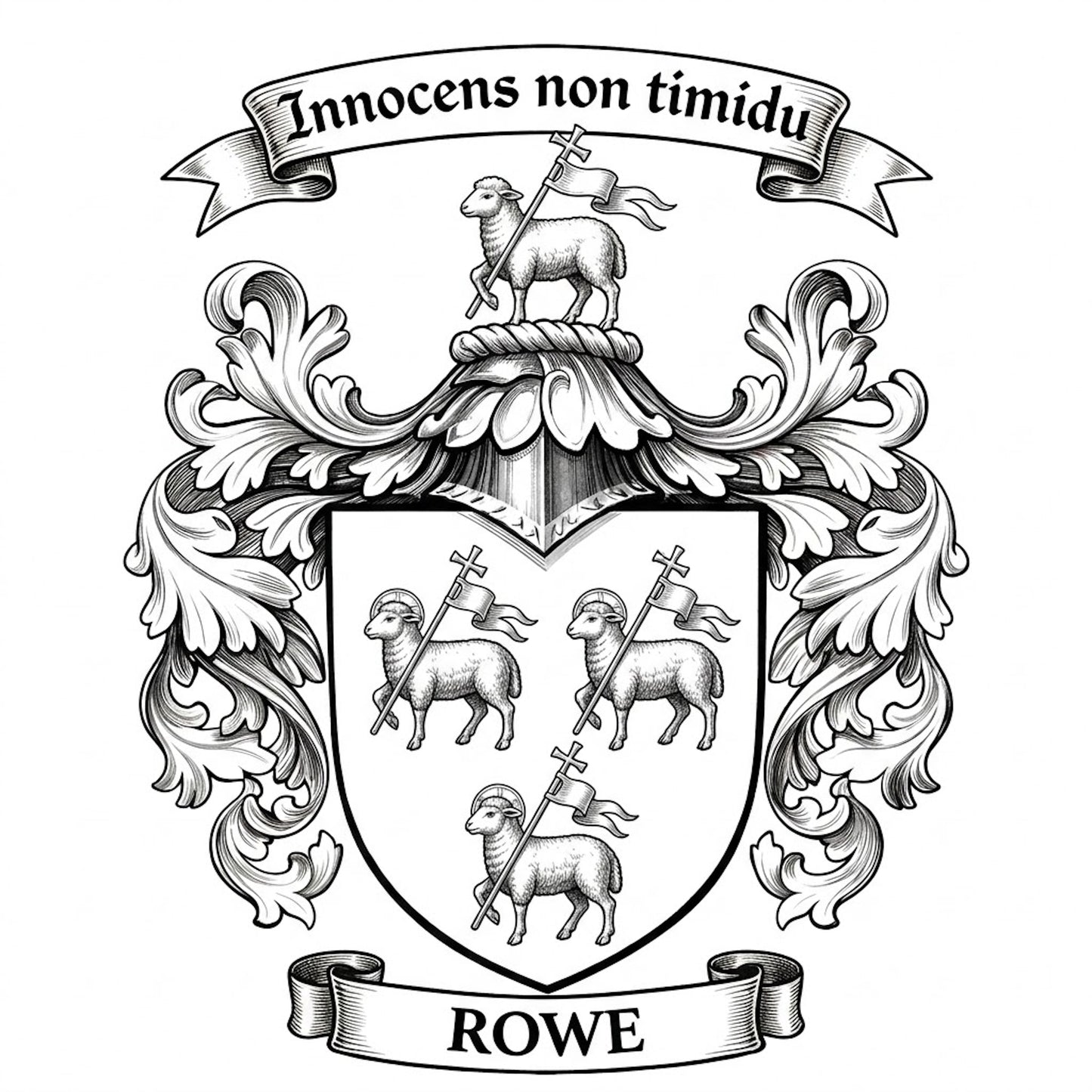 The Rowe Family Coat of Arms digital download: Includes Color PNG, B&W PNG, and SVG vector files