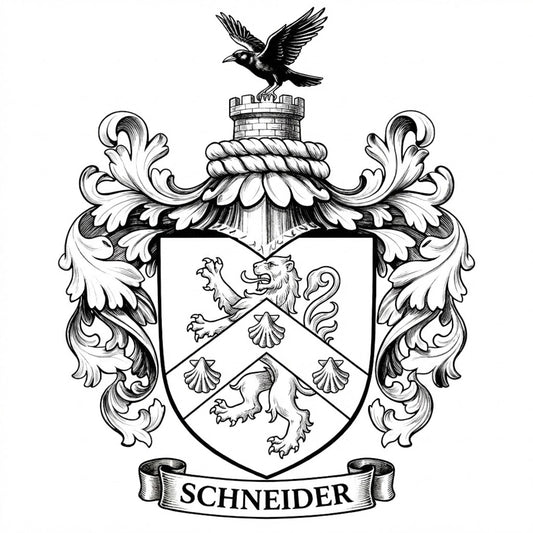 The Schneider Family Coat of Arms digital download: Includes Color PNG, B&W PNG, and SVG vector files