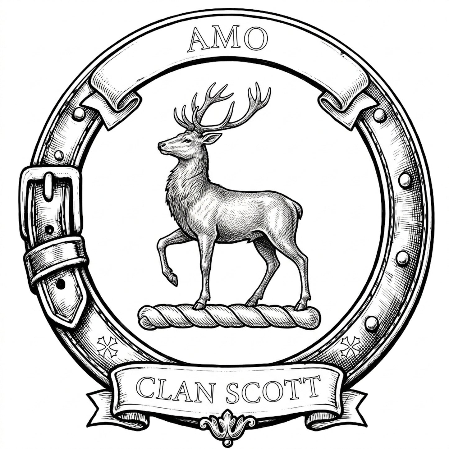 Clan Scott Crest digital download: Includes Color PNG, B&W PNG, and SVG vector files