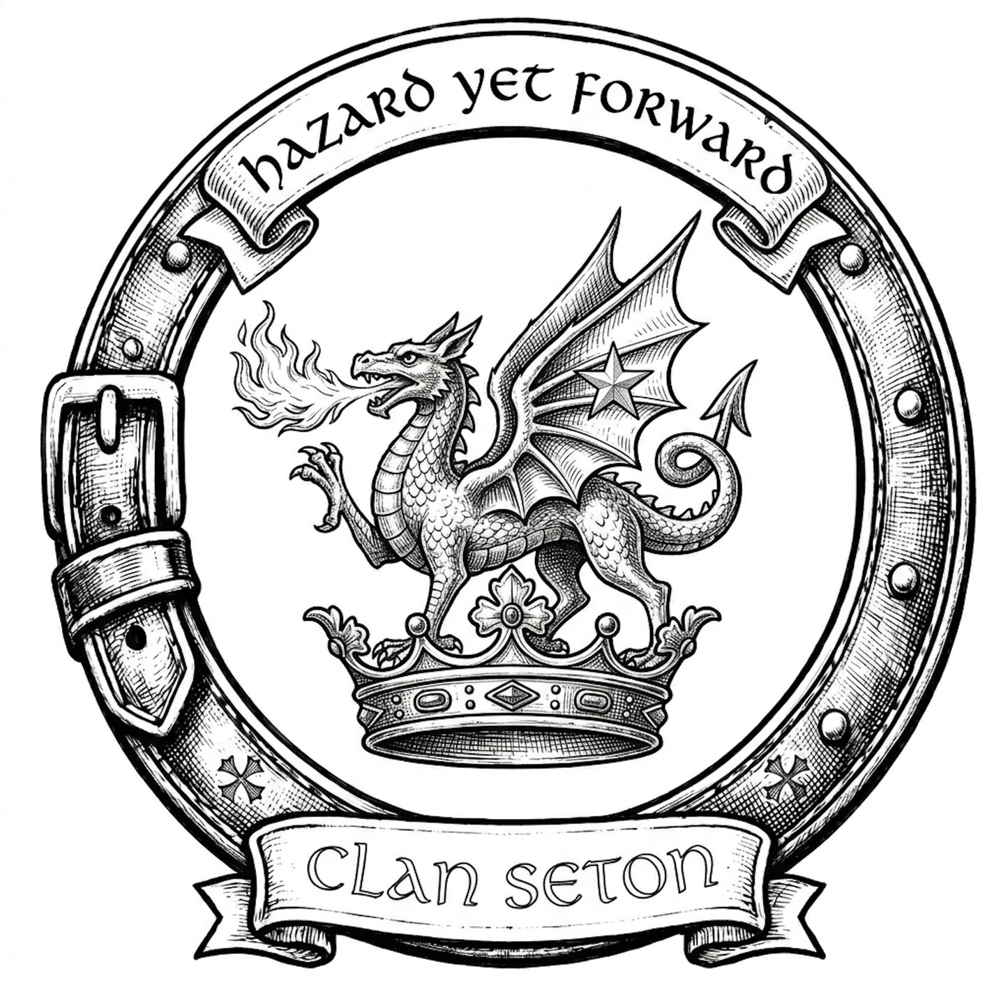 Clan Seton Crest digital download: Includes Color PNG, B&W PNG, and SVG vector files