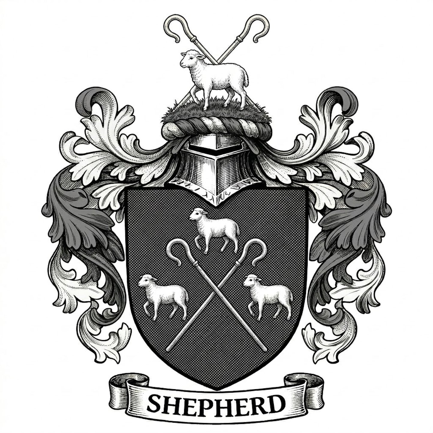 The Shepherd Family Coat of Arms digital download: Includes Color PNG, B&W PNG, and SVG vector files