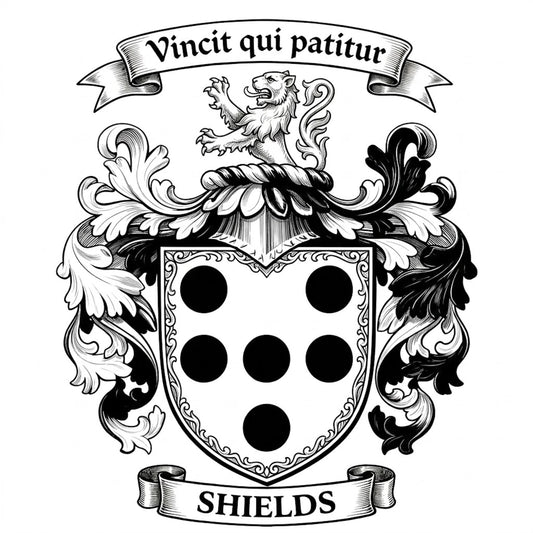 The Shields Family Coat of Arms digital download: Includes Color PNG, B&W PNG, and SVG vector files