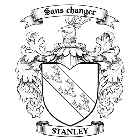 The Stanley Family Coat of Arms digital download: Includes Color PNG, B&W PNG, and SVG vector files