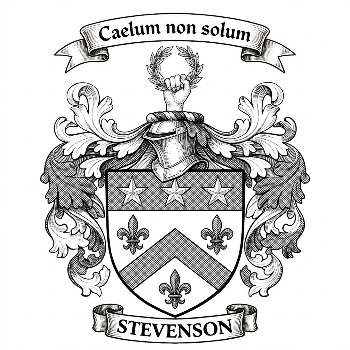 The Stevenson Family Coat of Arms digital download: Includes Color PNG, B&W PNG, and SVG vector files