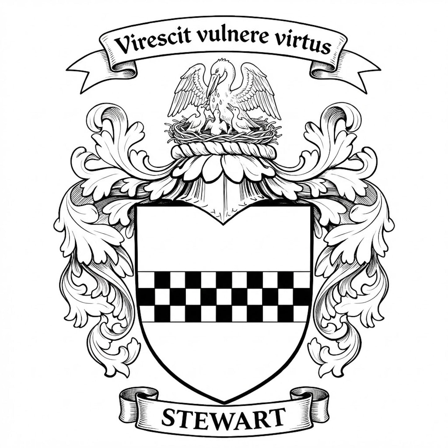 The Stewart Family Coat of Arms digital download: Includes Color PNG, B&W PNG, and SVG vector files