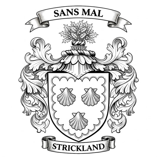 The Strickland Family Coat of Arms digital download: Includes Color PNG, B&W PNG, and SVG vector files