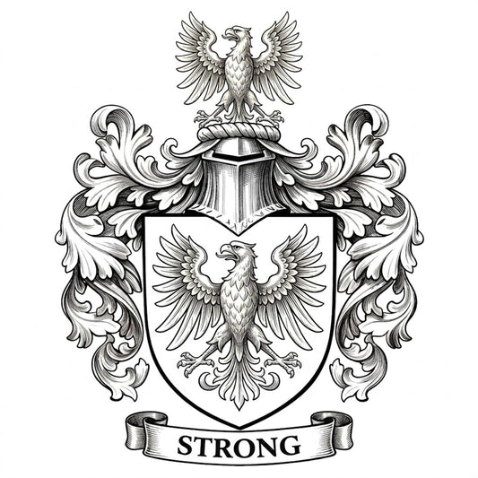 The Strong Family Coat of Arms digital download: Includes Color PNG, B&W PNG, and SVG vector files