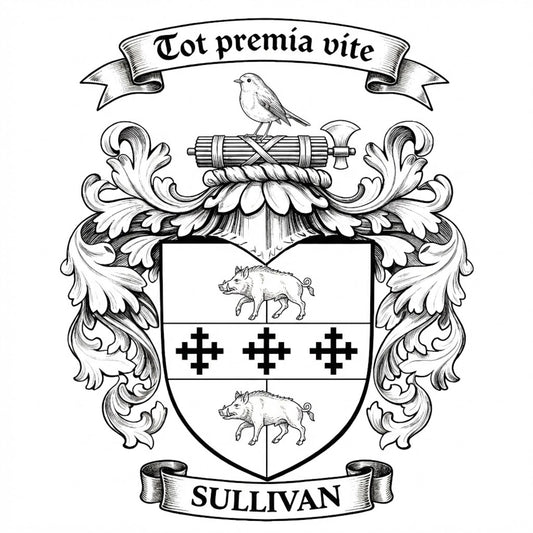 The Sullivan Family Coat of Arms digital download: Includes Color PNG, B&W PNG, and SVG vector files