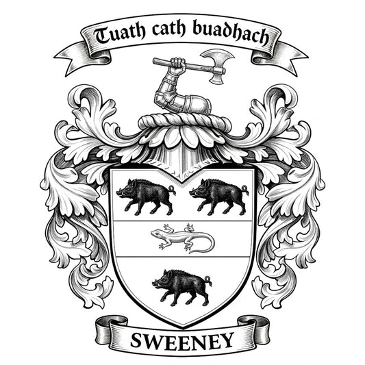 The Sweeney Family Coat of Arms digital download: Includes Color PNG, B&W PNG, and SVG vector files