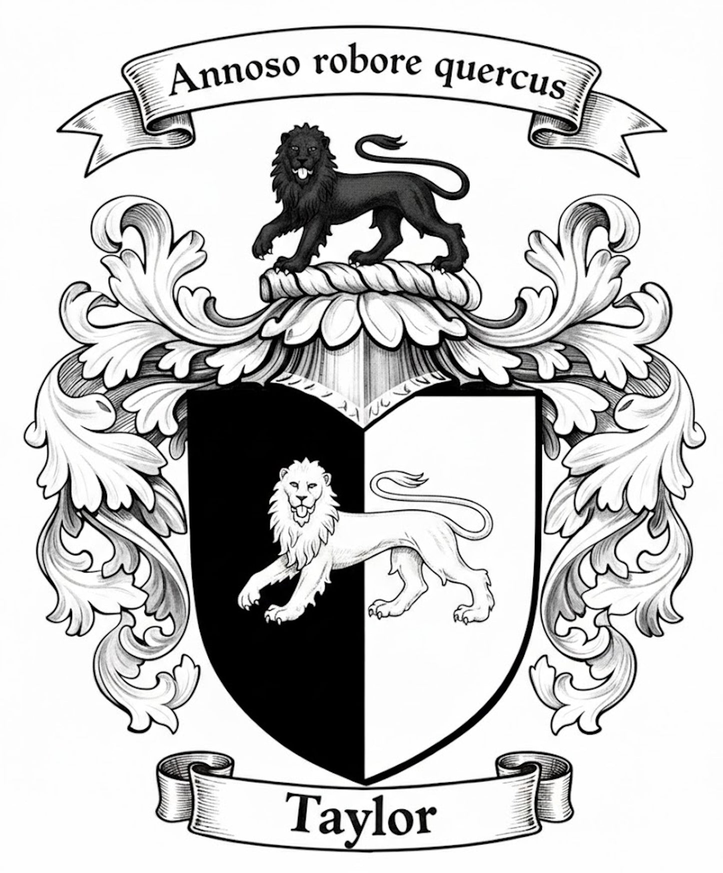 The Taylor Family Coat of Arms digital download: Includes Color PNG, B&W PNG, and SVG vector files