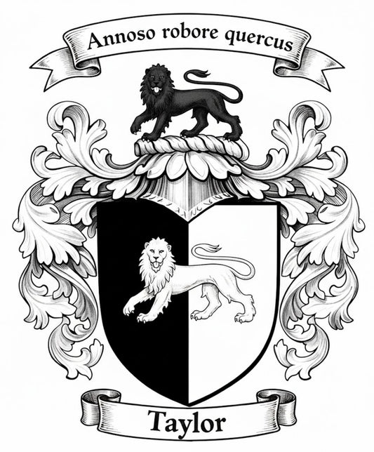 The Taylor Family Coat of Arms digital download: Includes Color PNG, B&W PNG, and SVG vector files