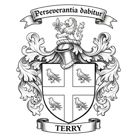 The Terry Family Coat of Arms digital download: Includes Color PNG, B&W PNG, and SVG vector files