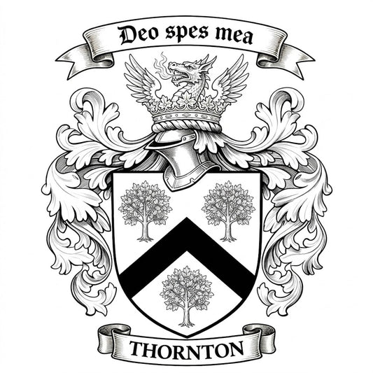 The Thornton Family Coat of Arms digital download: Includes Color PNG, B&W PNG, and SVG vector files