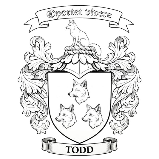 The Todd Family Coat of Arms digital download: Includes Color PNG, B&W PNG, and SVG vector files