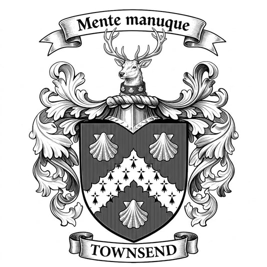The Townsend Family Coat of Arms digital download: Includes Color PNG, B&W PNG, and SVG vector files