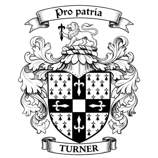 The Turner Family Coat of Arms digital download: Includes Color PNG, B&W PNG, and SVG vector files