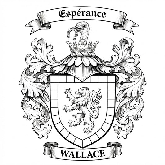 The Wallace Family Coat of Arms digital download: Includes Color PNG, B&W PNG, and SVG vector files