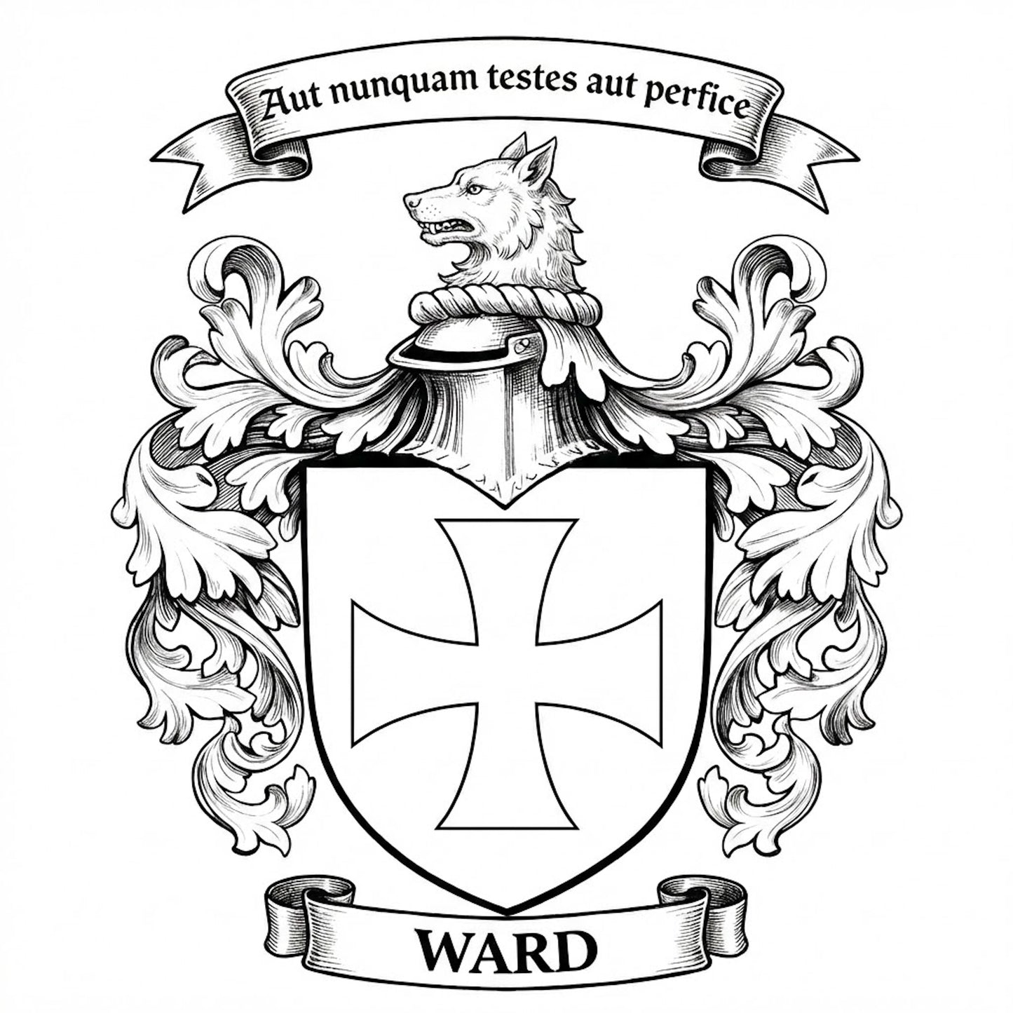 The Ward Family Coat of Arms digital download: Includes Color PNG, B&W PNG, and SVG vector files