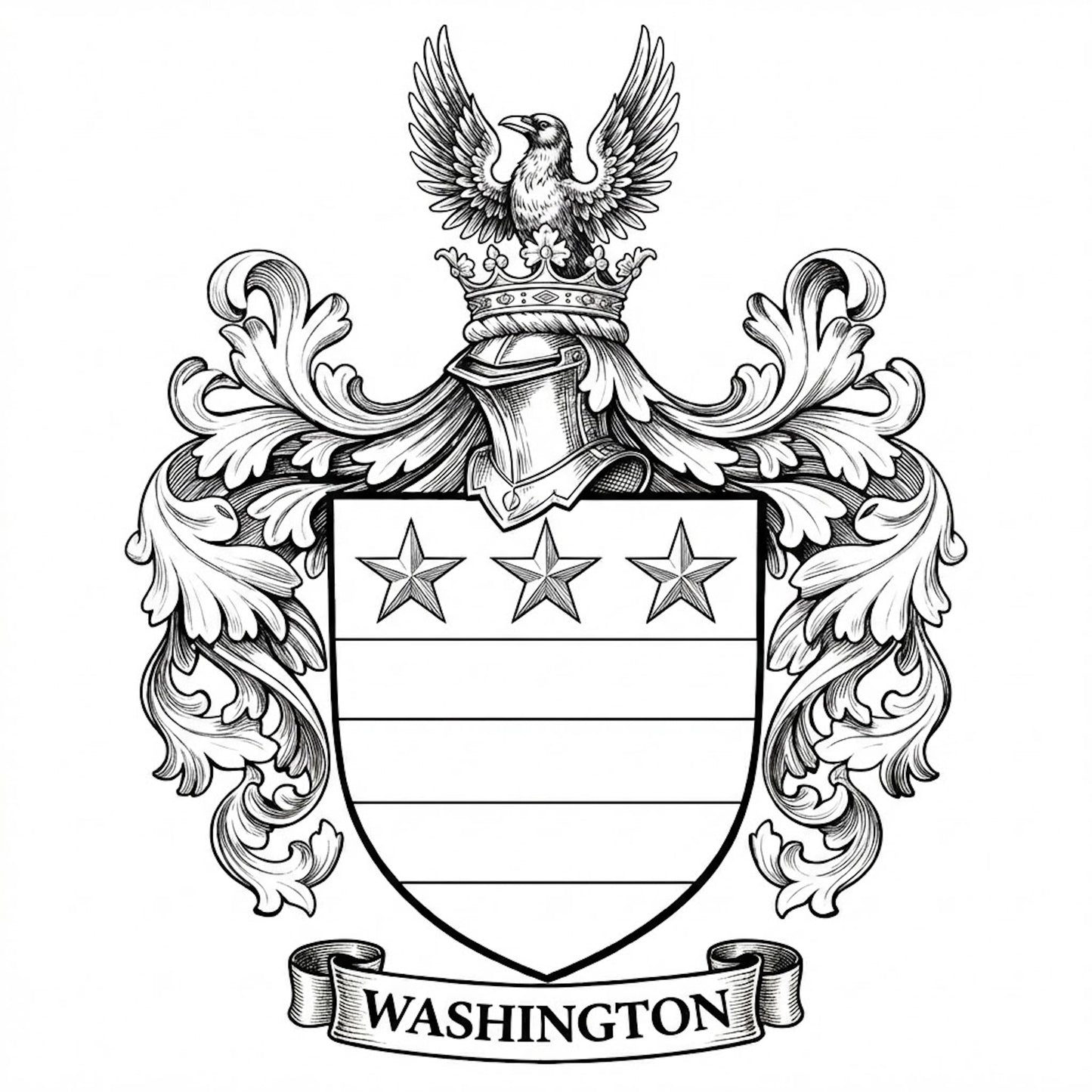 The Washington Family Coat of Arms digital download: Includes Color PNG, B&W PNG, and SVG vector files