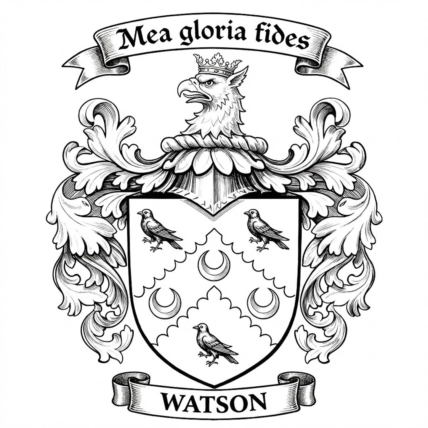 The Watson Family Coat of Arms digital download: Includes Color PNG, B&W PNG, and SVG vector files