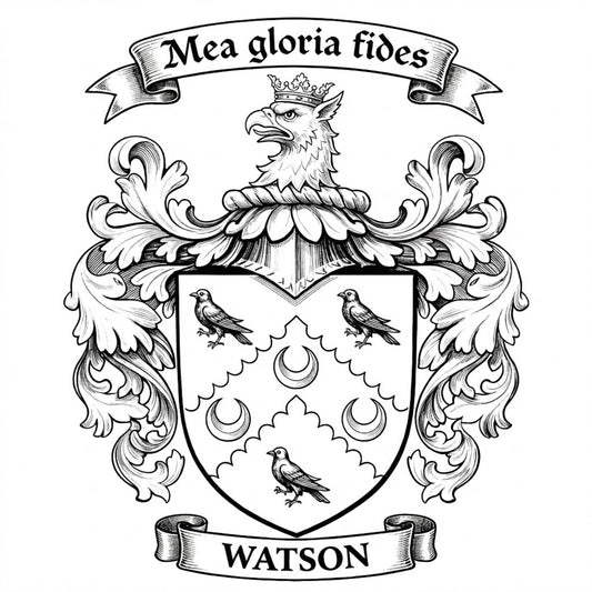 The Watson Family Coat of Arms digital download: Includes Color PNG, B&W PNG, and SVG vector files
