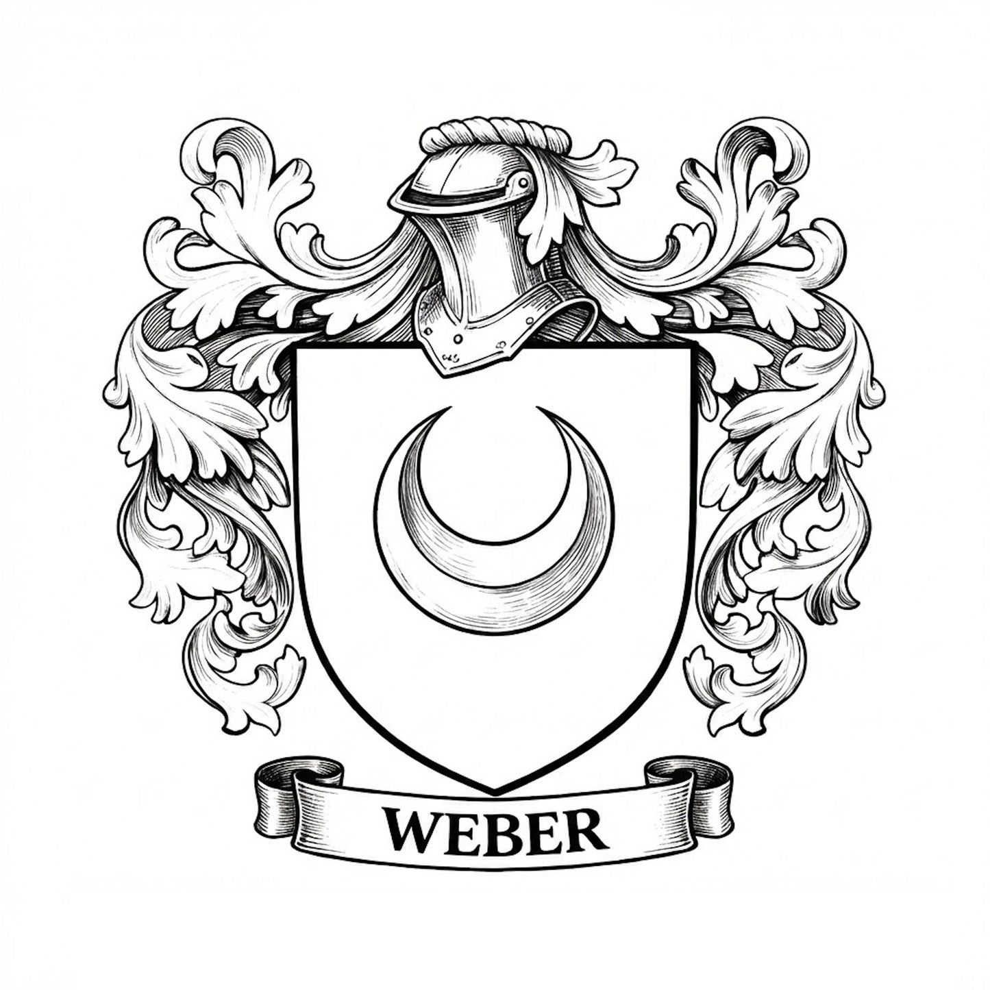 The Weber Family Coat of Arms digital download: Includes Color PNG, B&W PNG, and SVG vector files