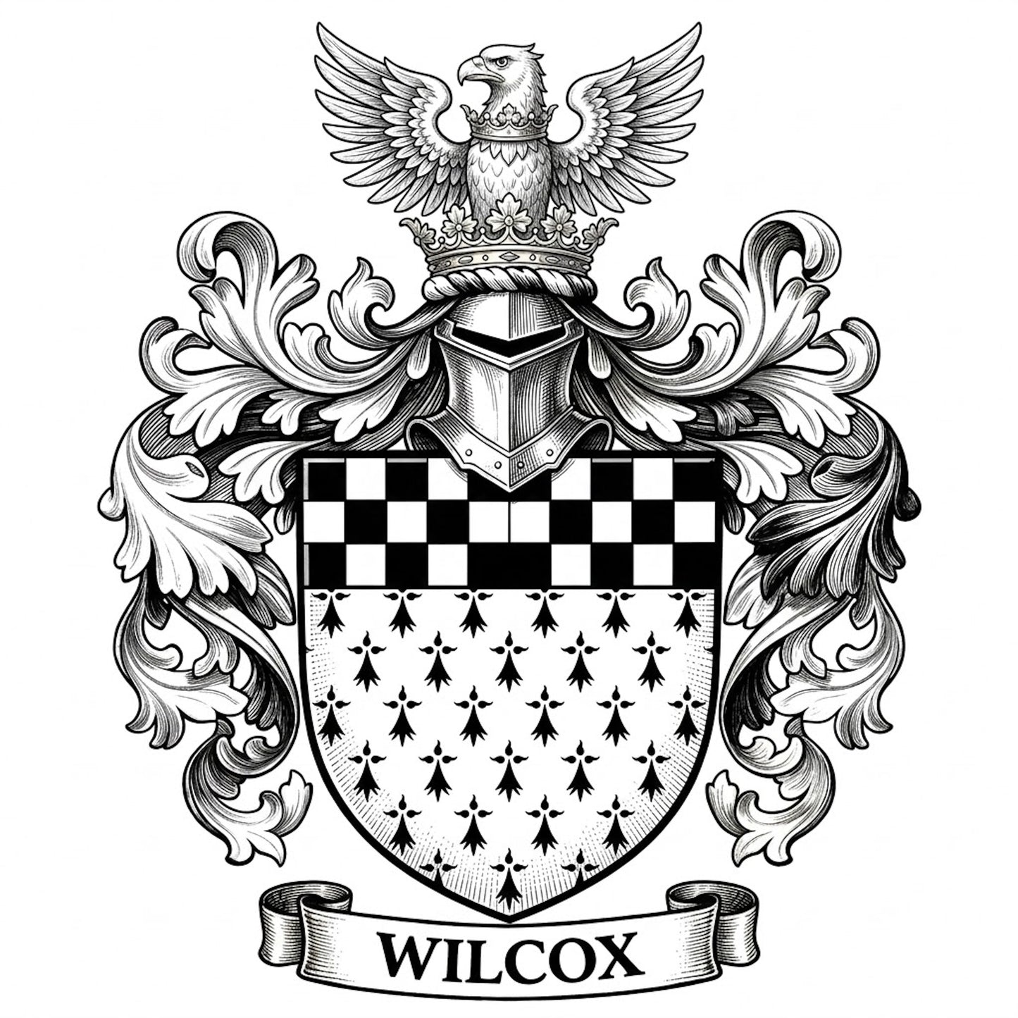 The Wilcox Family Coat of Arms digital download: Includes Color PNG, B&W PNG, and SVG vector files