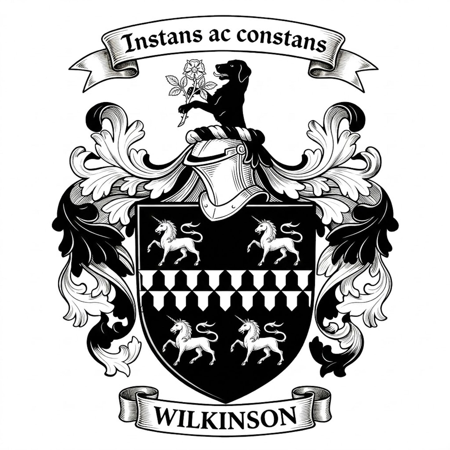 The Wilkinson Family Coat of Arms digital download: Includes Color PNG, B&W PNG, and SVG vector files