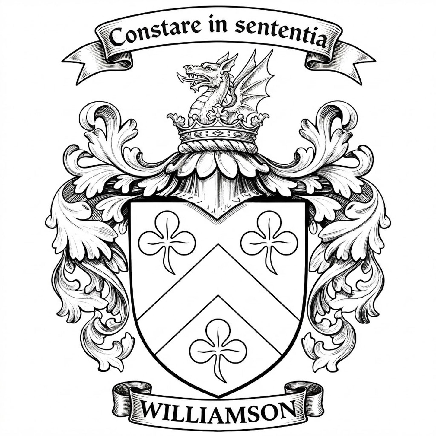 The Williamson Family Coat of Arms digital download: Includes Color PNG, B&W PNG, and SVG vector files