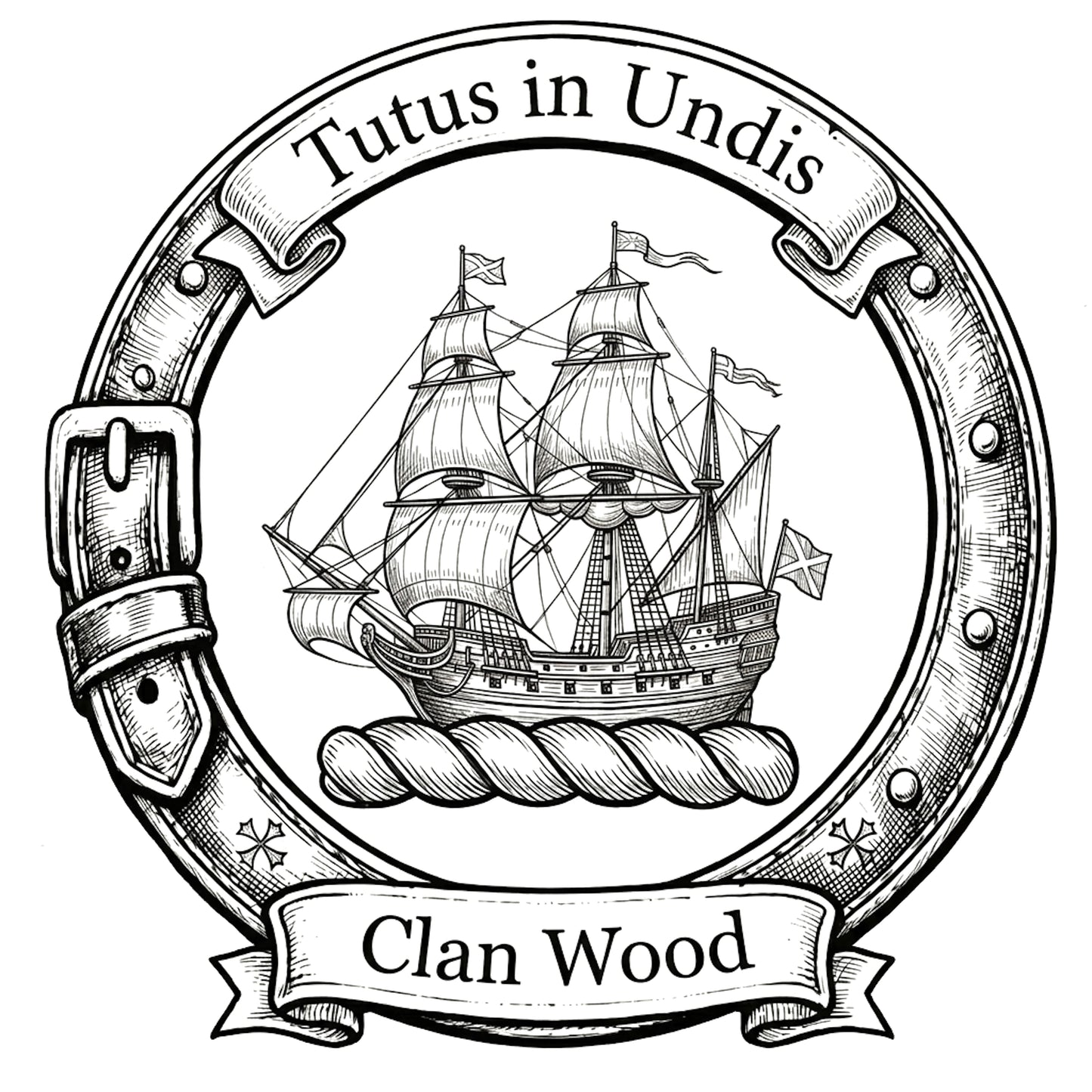 Clan Wood Crest digital download: Includes Color PNG, B&W PNG, and SVG vector files