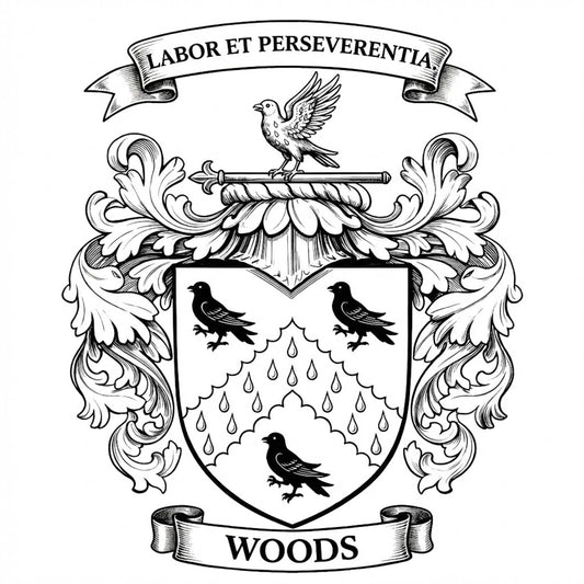The Woods Family Coat of Arms digital download: Includes Color PNG, B&W PNG, and SVG vector files