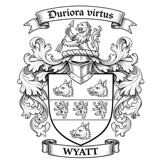 The Wyatt Family Coat of Arms digital download: Includes Color PNG, B&W PNG, and SVG vector files