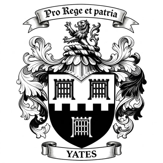 The Yates Family Coat of Arms digital download: Includes Color PNG, B&W PNG, and SVG vector files