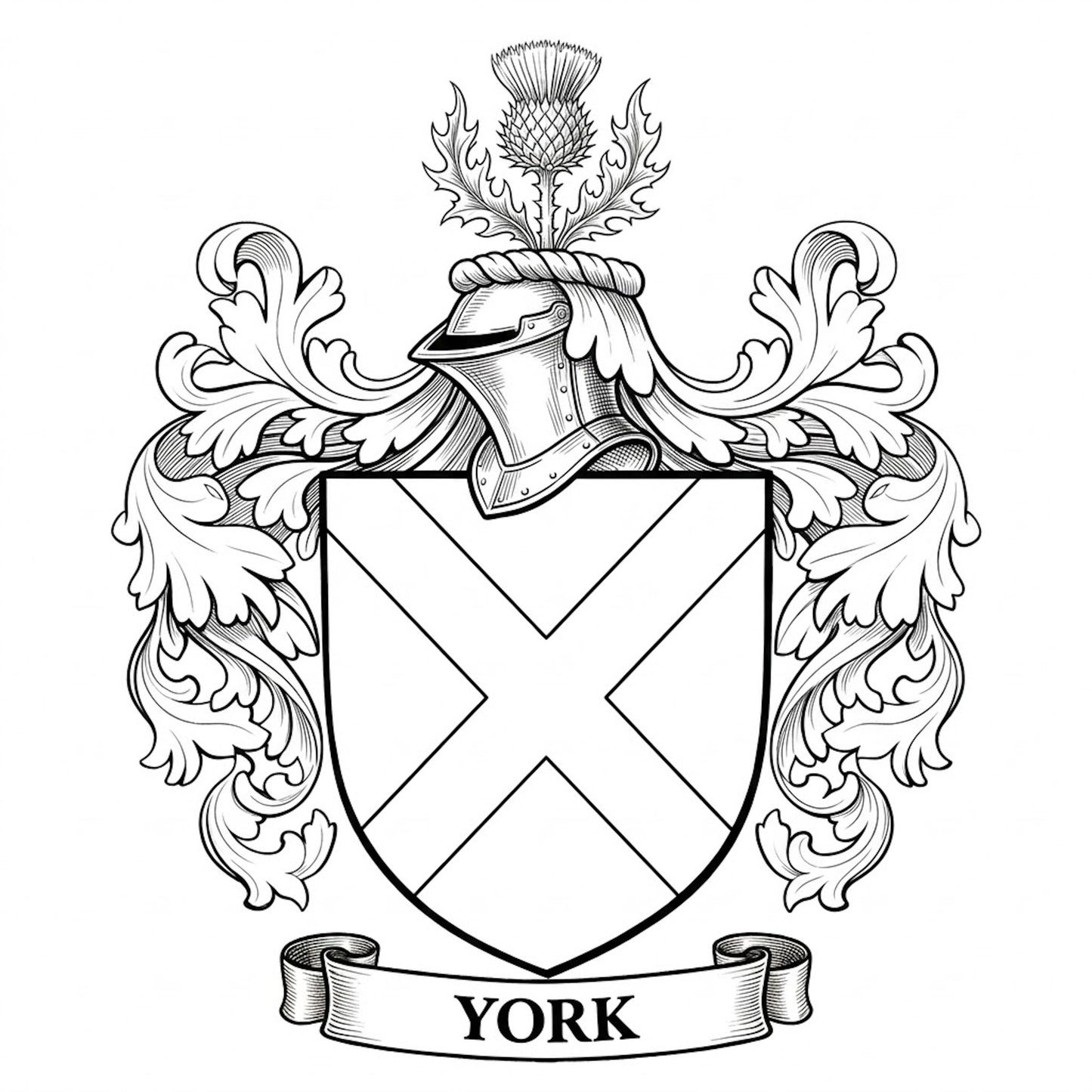 The York Family Coat of Arms digital download: Includes Color PNG, B&W PNG, and SVG vector files