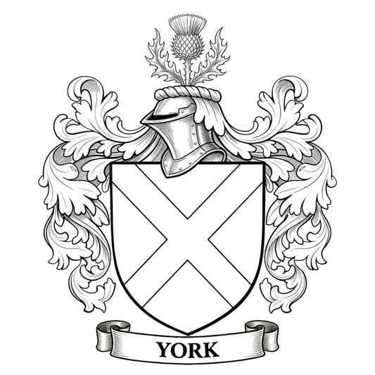 The York Family Coat of Arms digital download: Includes Color PNG, B&W PNG, and SVG vector files