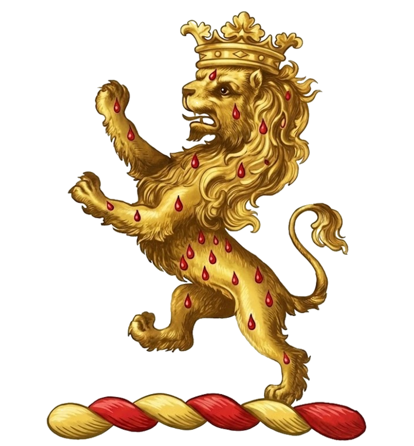 Lion Rampant Or Guttée-de-Sang Crowned digital download: Includes Color PNG, B&W PNG, and SVG vector files