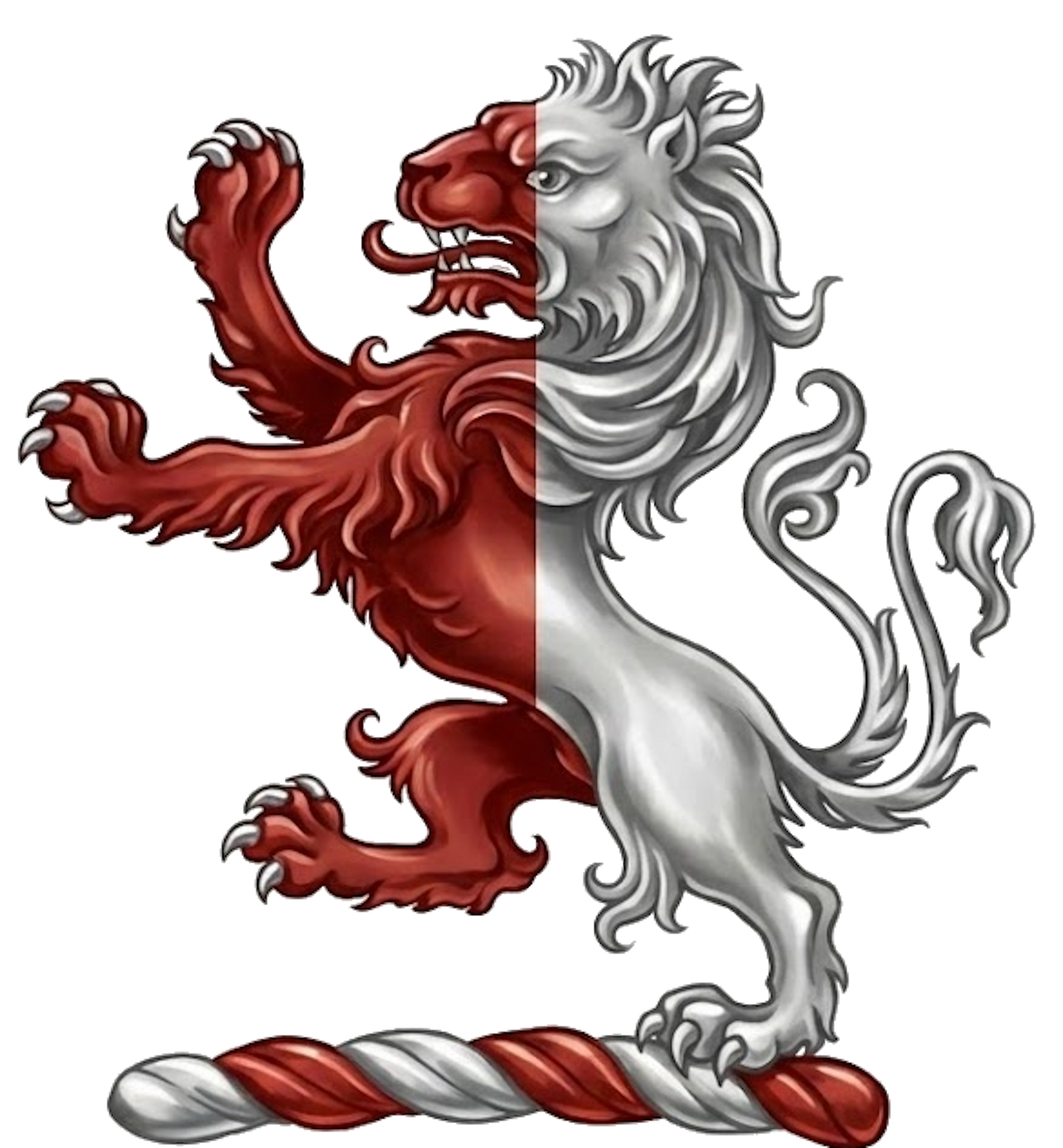 Lion Rampant Double-Queued Murally Crowned Crest digital download: Includes Color PNG, B&W PNG, and SVG vector files