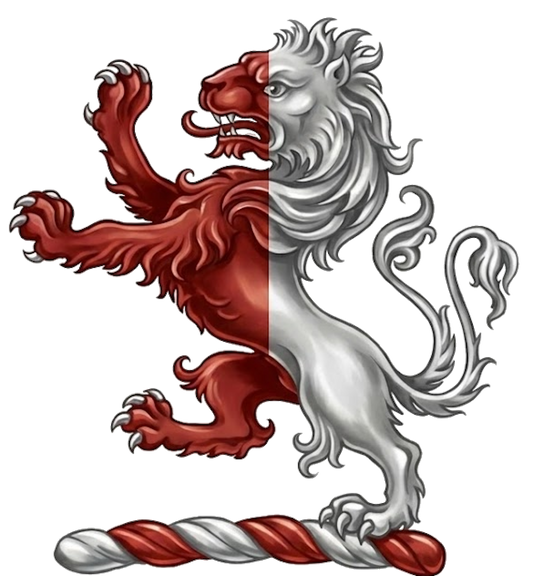 Lion Rampant Double-Queued Murally Crowned Crest digital download: Includes Color PNG, B&W PNG, and SVG vector files