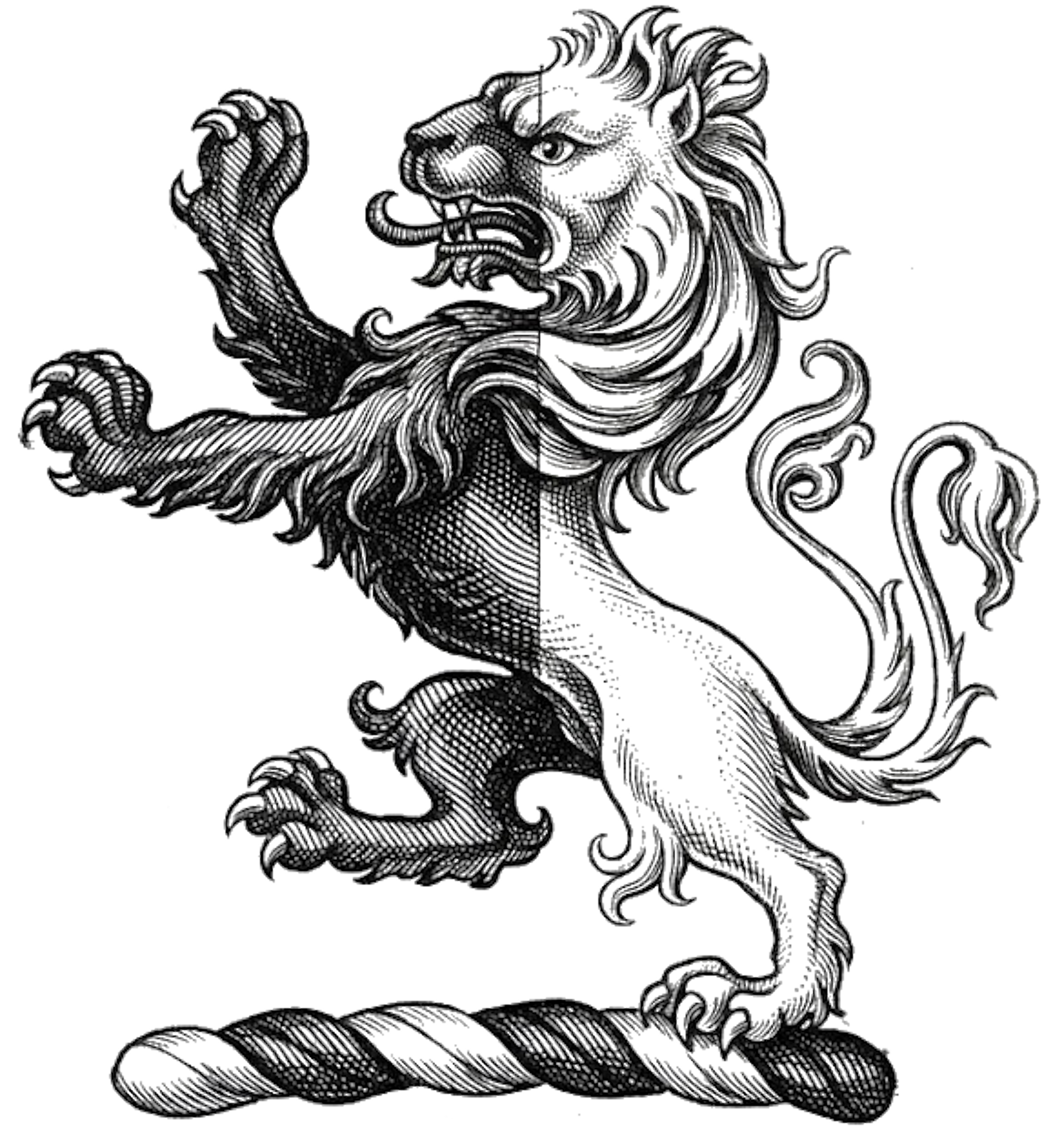 Lion Rampant Double-Queued Murally Crowned Crest digital download: Includes Color PNG, B&W PNG, and SVG vector files