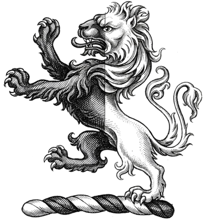 Lion Rampant Double-Queued Murally Crowned Crest digital download: Includes Color PNG, B&W PNG, and SVG vector files