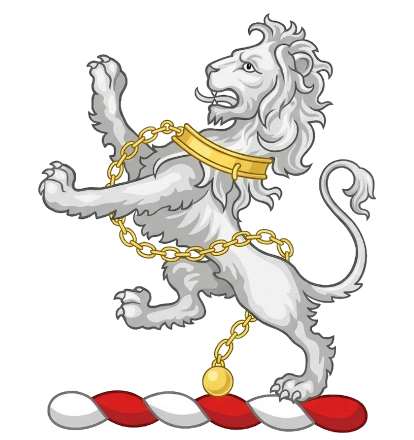 A lion rampant, gorged with a collar and chain reflexed over the back digital download: Includes Color PNG, B&W PNG, and SVG vector files